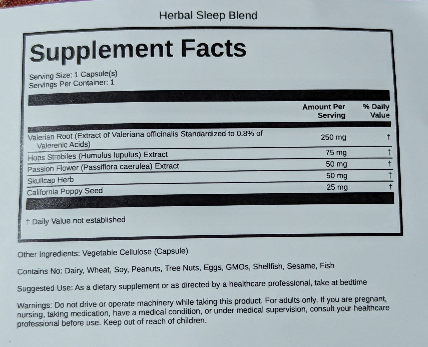 Sleep Pack (no Melatonin) 30 day supply